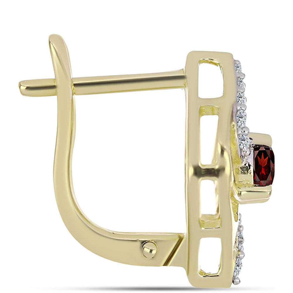 Goldplattierte Silberohrringe mit Barton Granat und weißem Topas 2 
