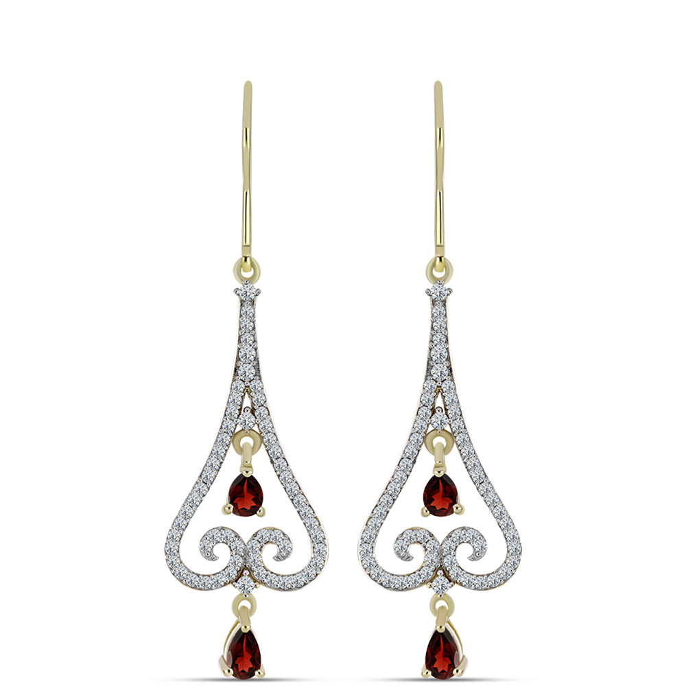 Goldplattierte Silberohrringe mit Barton Granat und weißem Topas 1 