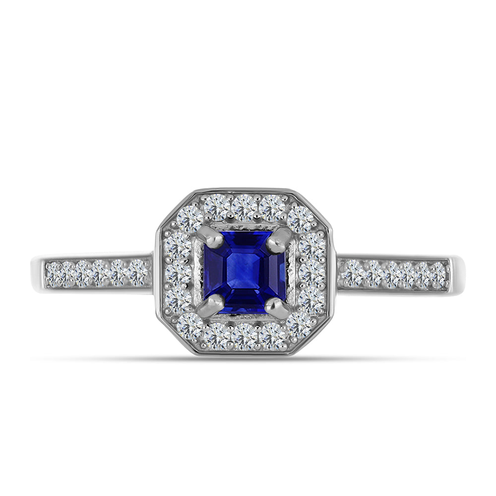 Silberring mit australischem blauem Saphir und weißem Topas