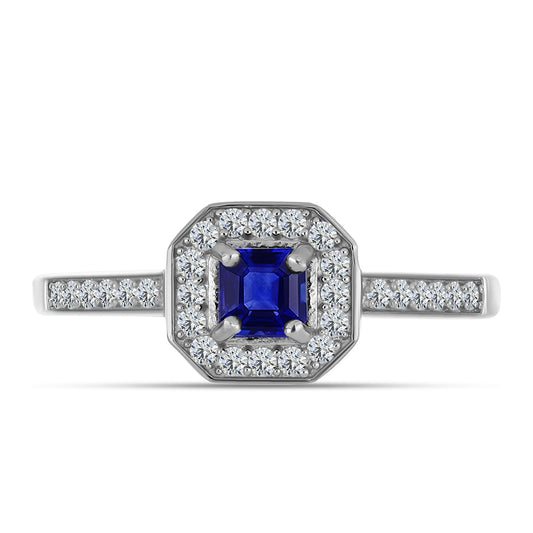 Silberring mit australischem blauem Saphir und weißem Topas