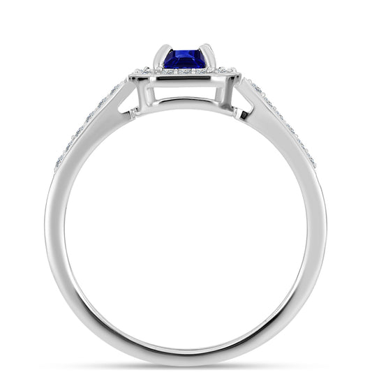 Silberring mit australischem blauem Saphir und weißem Topas