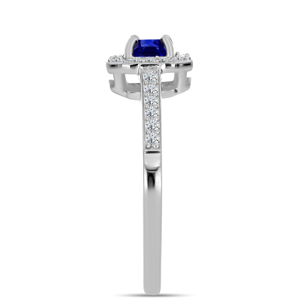 Silberring mit australischem blauem Saphir und weißem Topas 4 