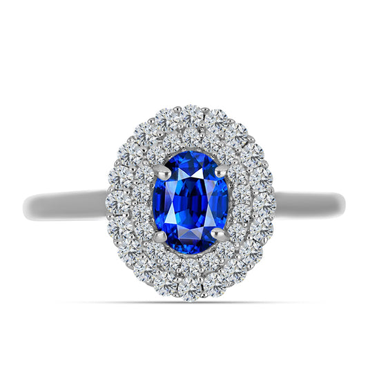 Silberring mit australischem blauem Saphir und weißem Topas