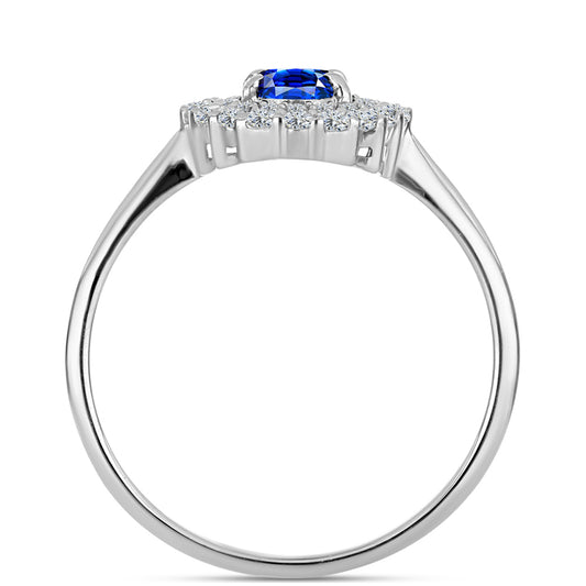 Silberring mit australischem blauem Saphir und weißem Topas