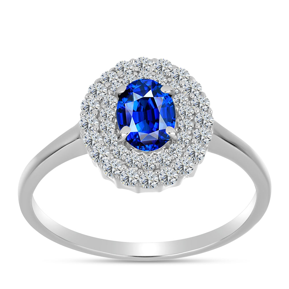 Silberring mit australischem blauem Saphir und weißem Topas