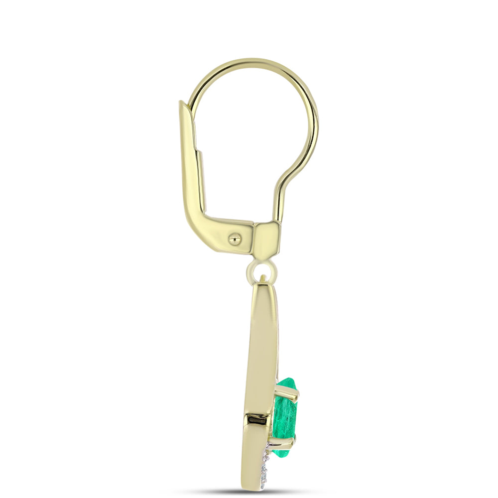 Goldplattierte Silberohrringe mit kolumbianischem Smaragd und weißem Diamant
