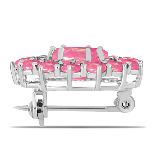 Silberbrosche mit rosa Opal aus Lega Dembi