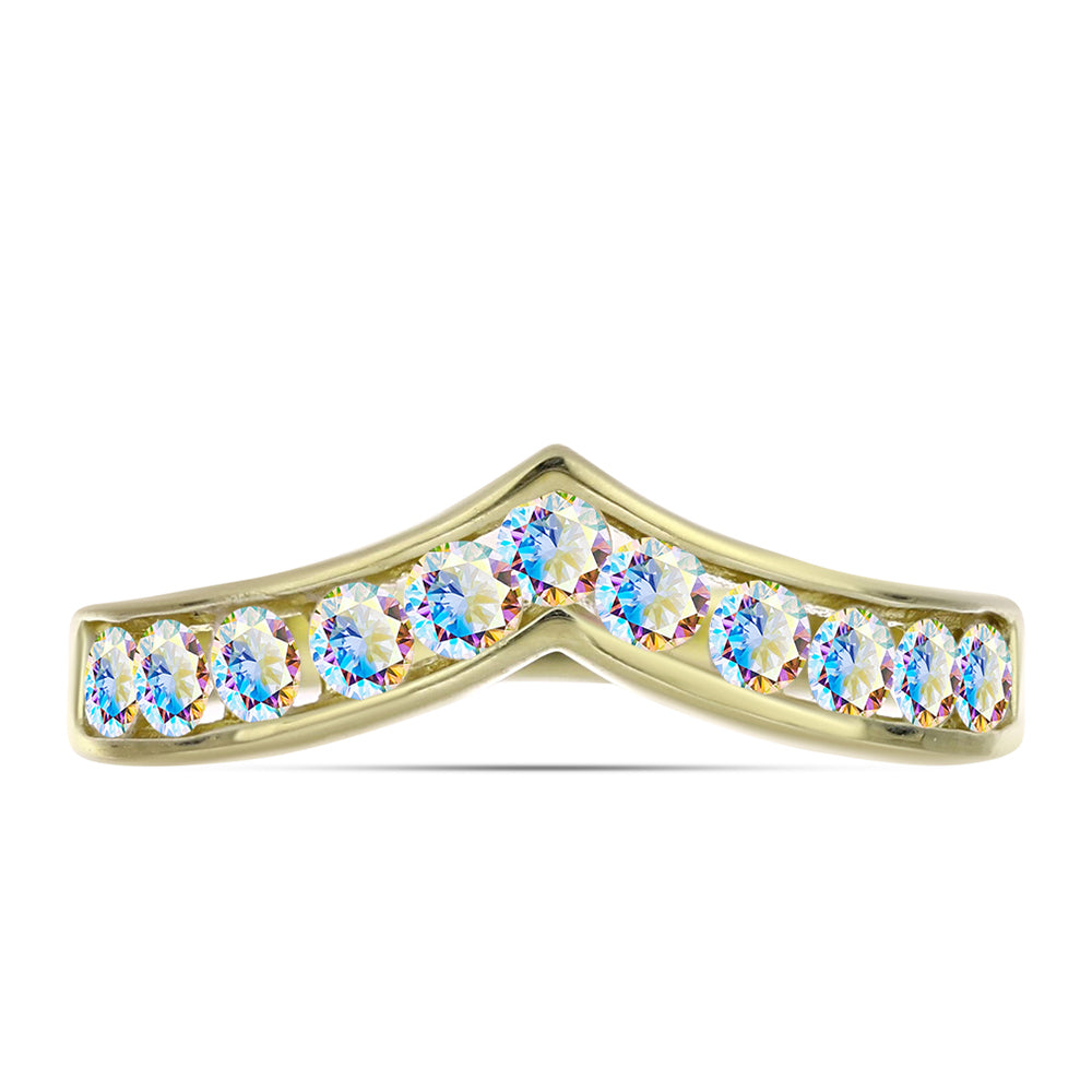 Goldplattierter Silberring mit Eis-Moissanit