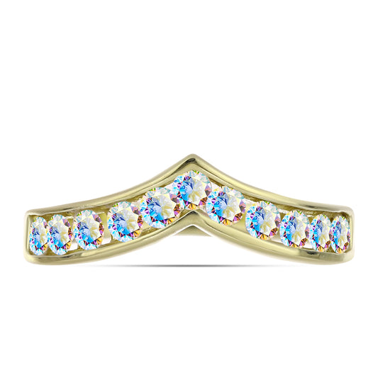 Goldplattierter Silberring mit Eis-Moissanit