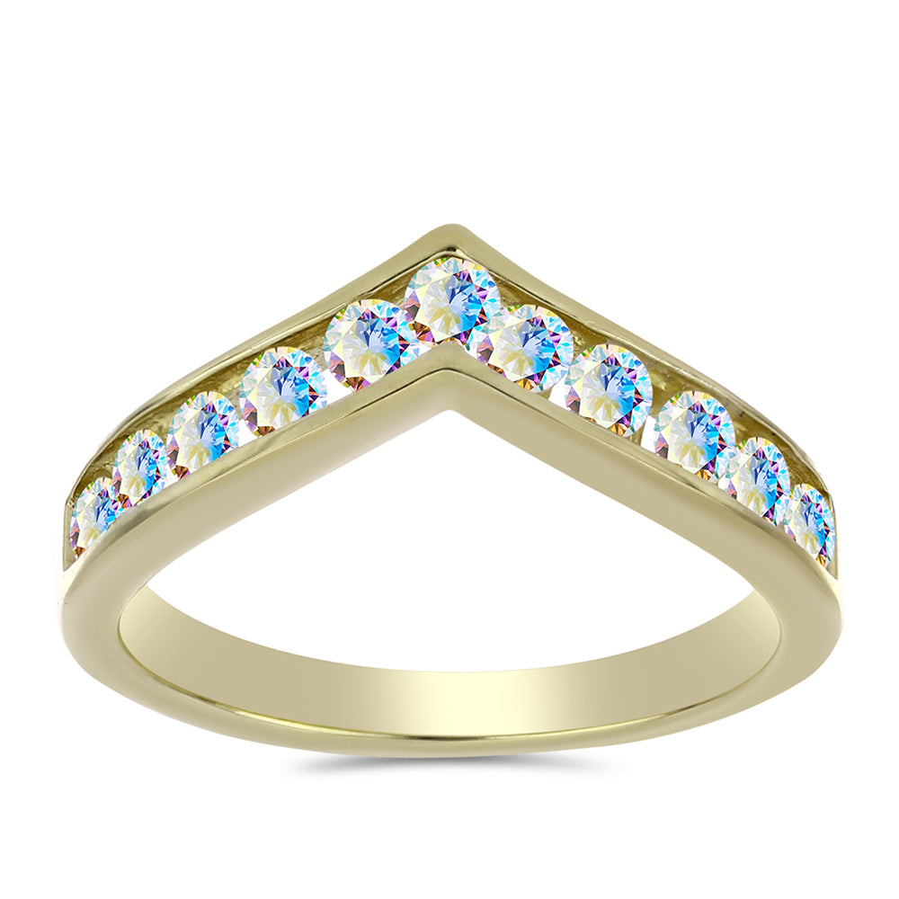 Goldplattierter Silberring mit Eis-Moissanit 3 