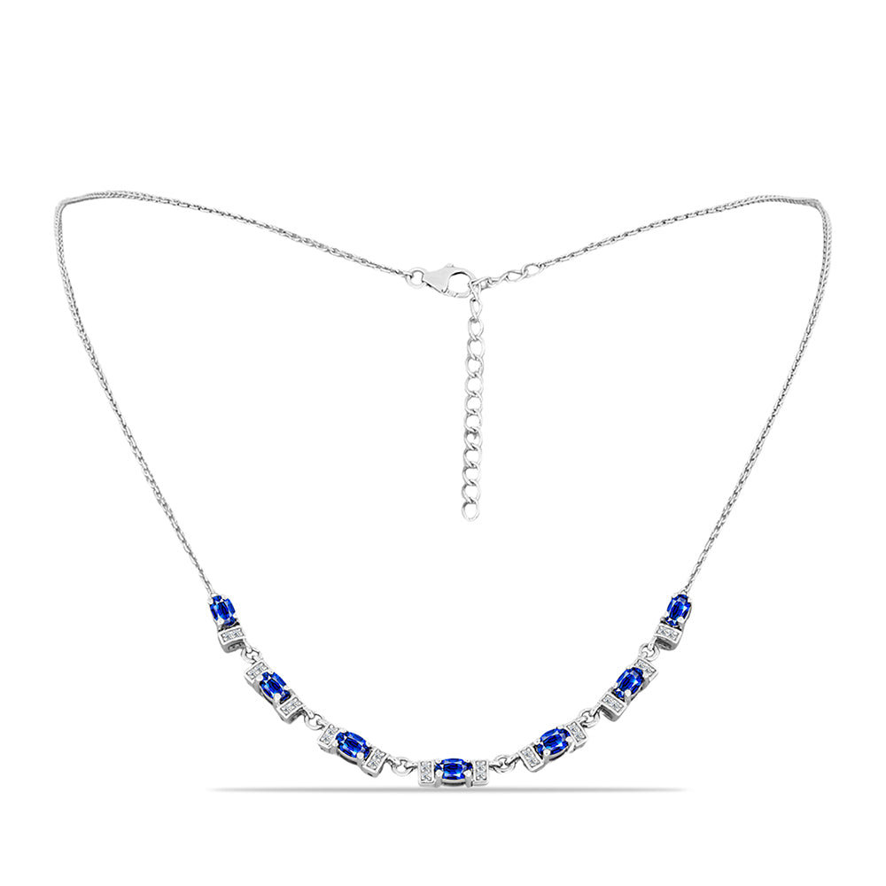 Silberhalskette mit australischem blauem Saphir und weißem Topas 1 