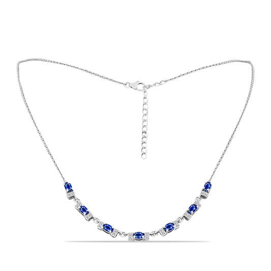 Silberhalskette mit australischem blauem Saphir und weißem Topas