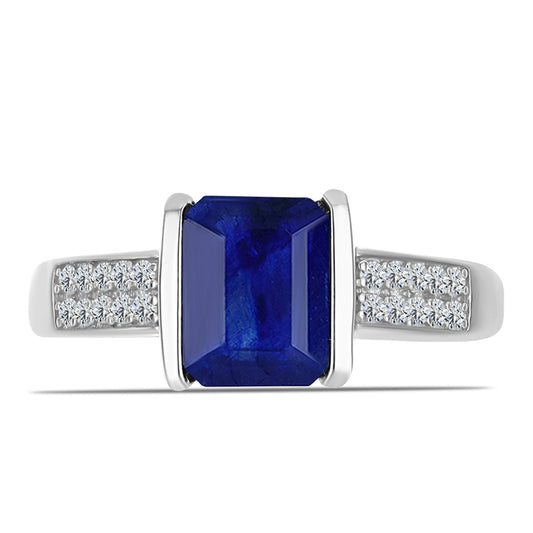 Silberring mit australischem blauem Saphir und weißem Topas