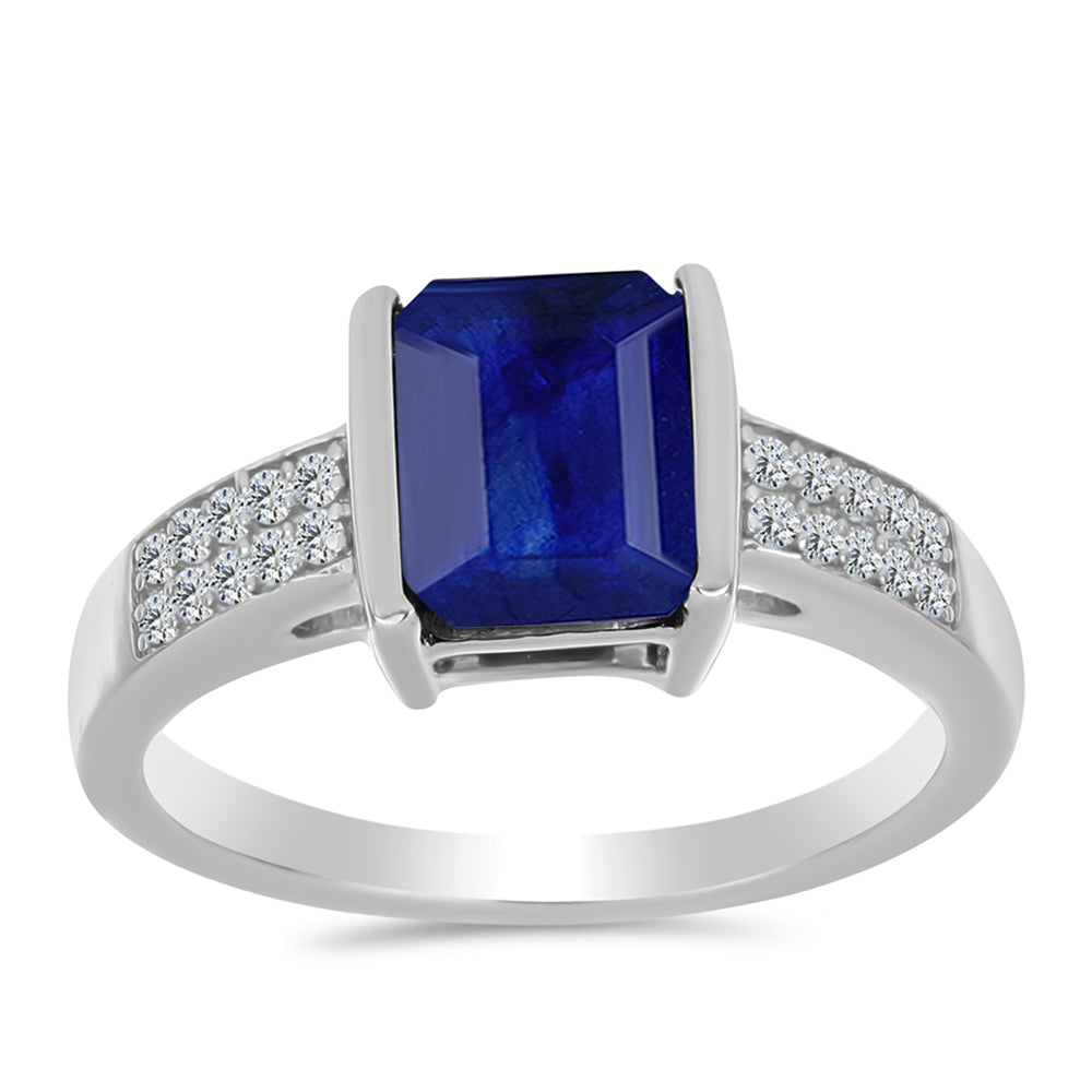 Silberring mit australischem blauem Saphir und weißem Topas 3 