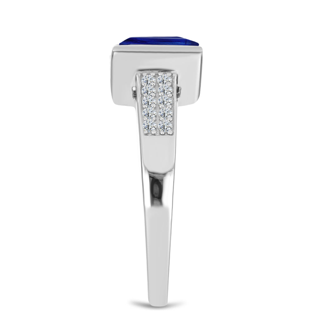 Silberring mit australischem blauem Saphir und weißem Topas 4 