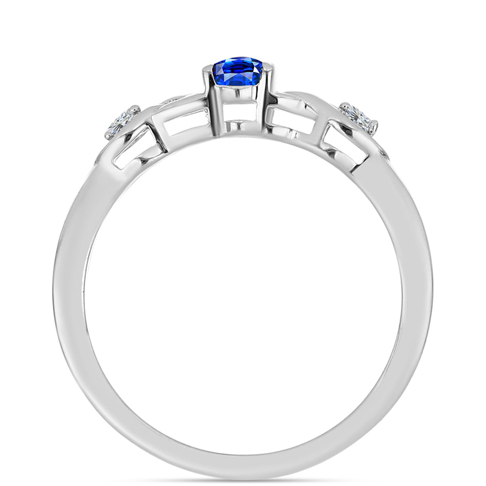 Silberring mit australischem blauem Saphir und weißem Topas 2 