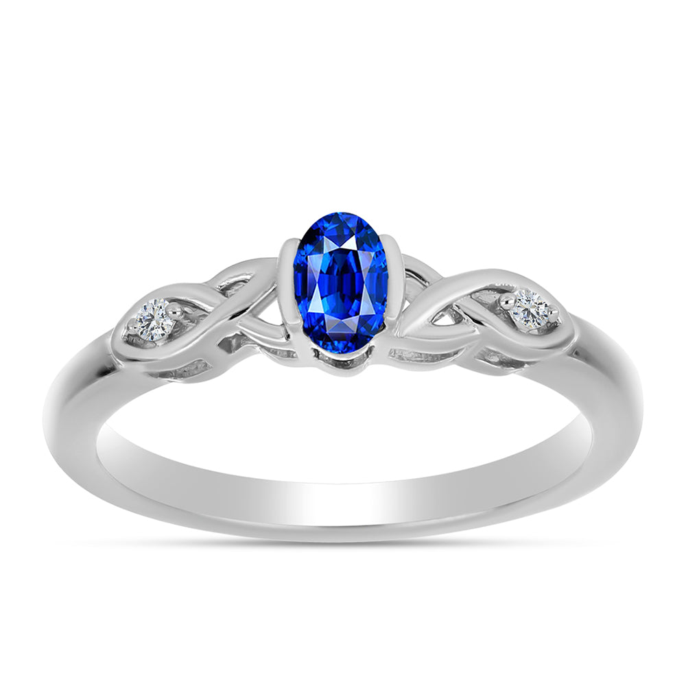 Silberring mit australischem blauem Saphir und weißem Topas 3 