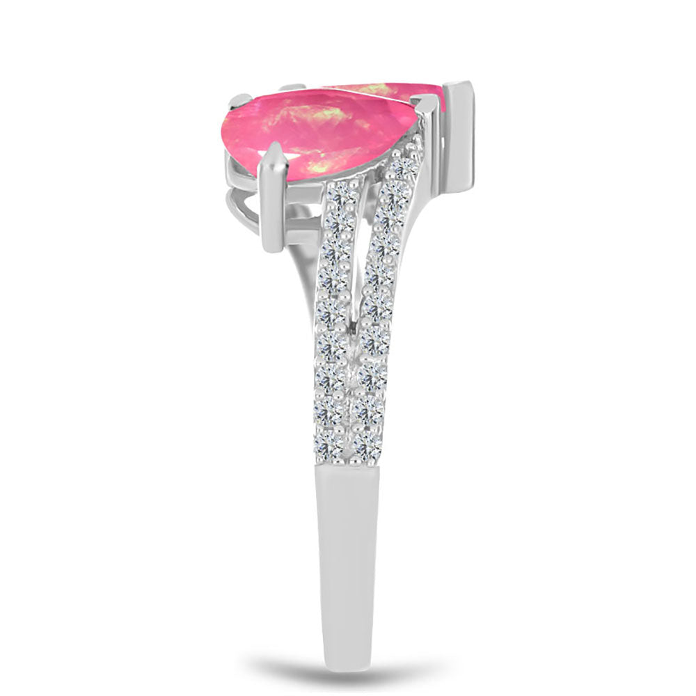 Silberring mit rosa Opal aus Lega Dembi und weißem Topas 4 