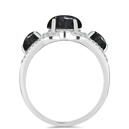 Silberring mit Picasso Jaspis und weißem Topas