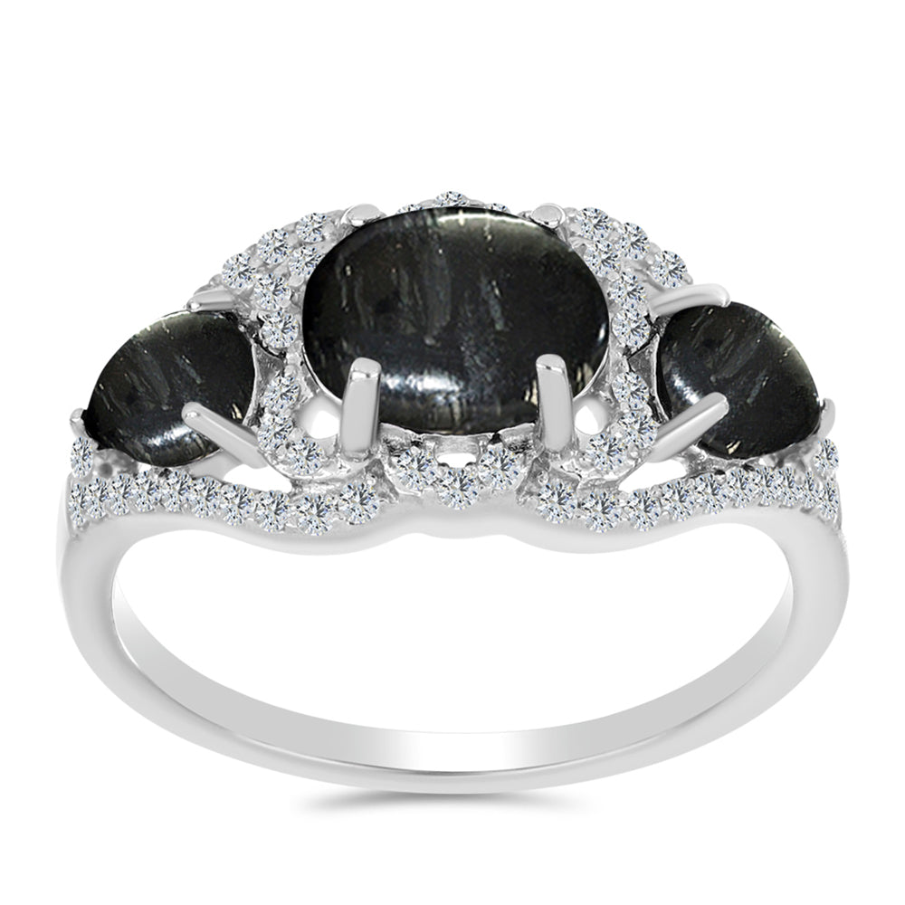 Silberring mit Picasso Jaspis und weißem Topas