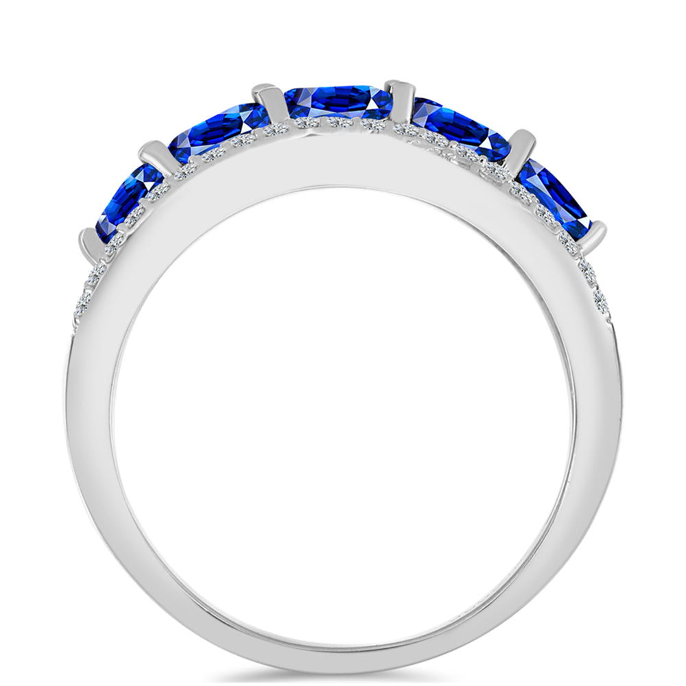 Silberring mit australischem blauem Saphir und weißem Topas