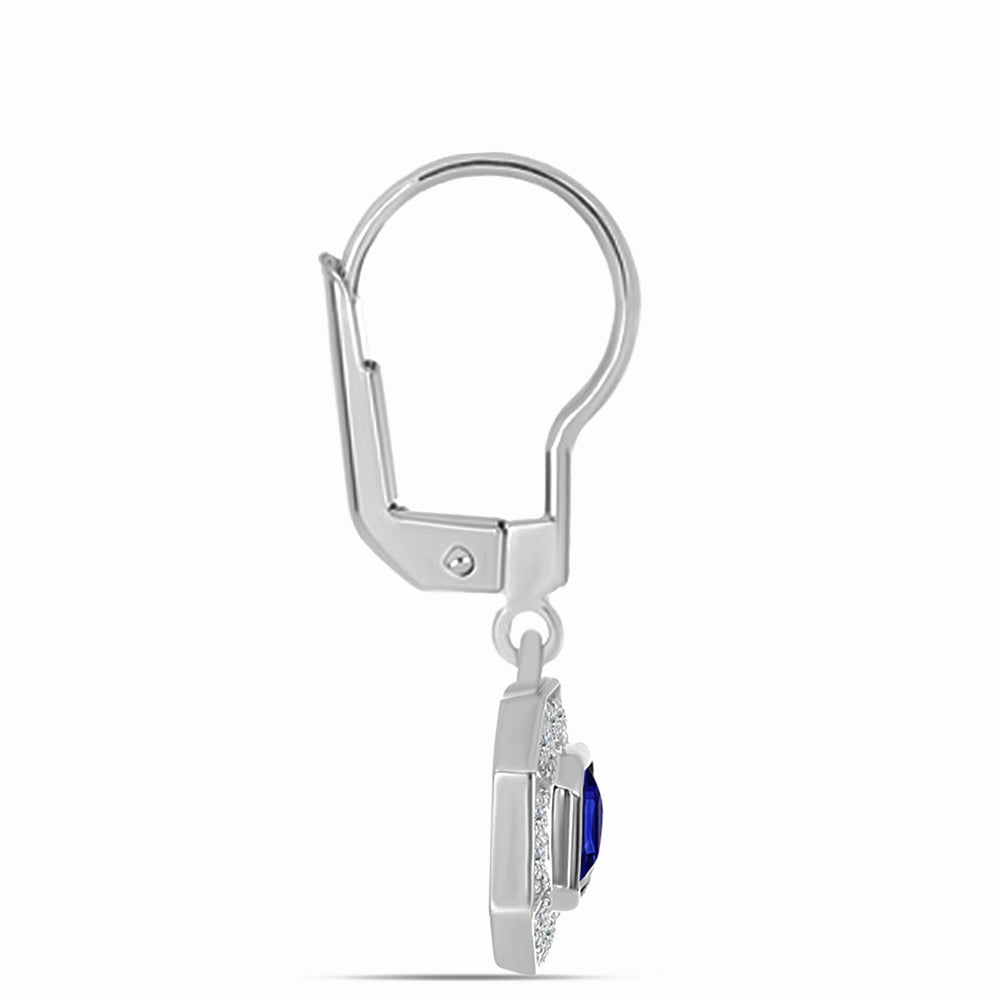 Silberohrringe mit australischem blauem Saphir und weißem Topas 2 