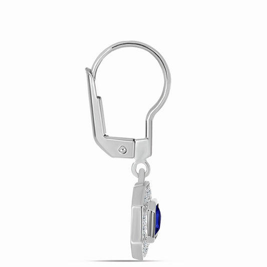 Silberohrringe mit australischem blauem Saphir und weißem Topas