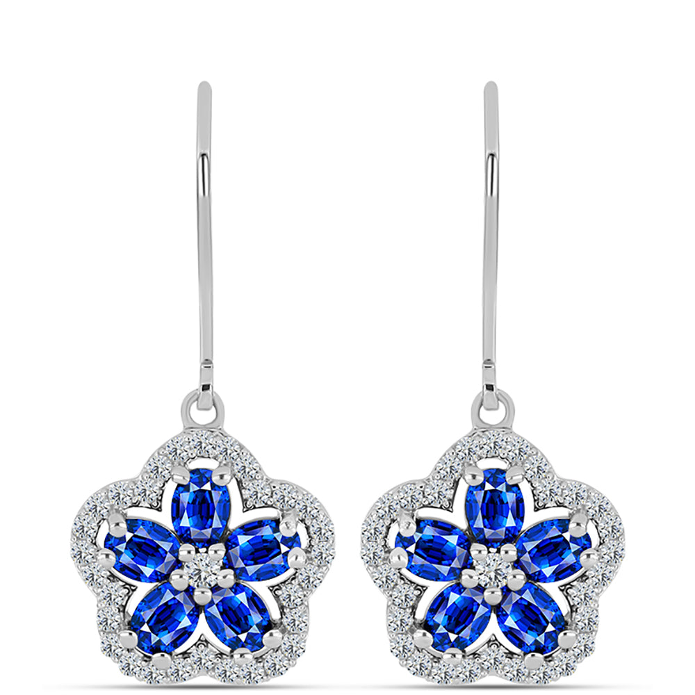 Silberohrringe mit australischem blauem Saphir und weißem Topas 1 