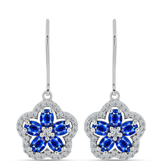 Silberohrringe mit australischem blauem Saphir und weißem Topas