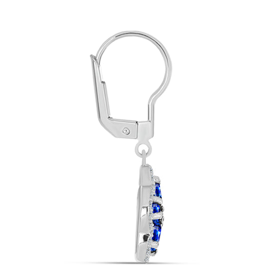 Silberohrringe mit australischem blauem Saphir und weißem Topas