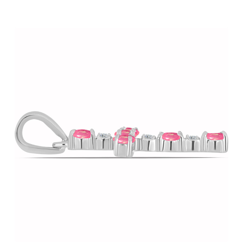 Silberanhänger mit rosa Opal aus Lega Dembi und weißem Topas 2 