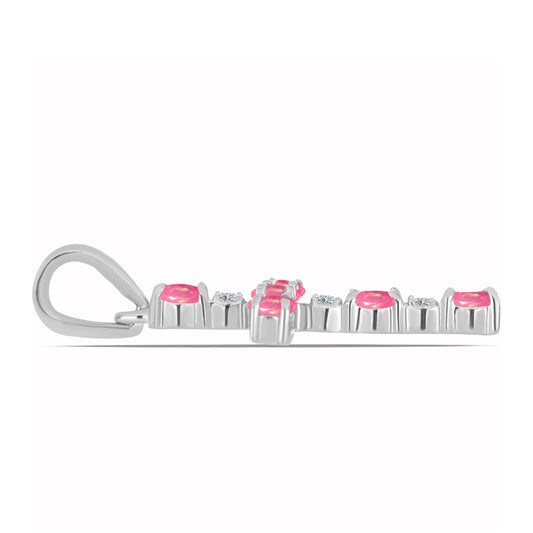 Silberanhänger mit rosa Opal aus Lega Dembi und weißem Topas