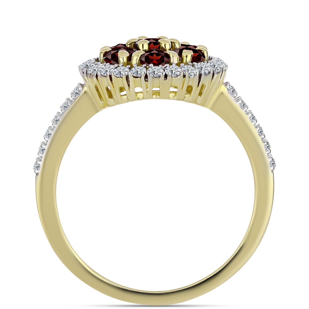 Goldplattierter Silberring mit Barton Granat und weißem Topas