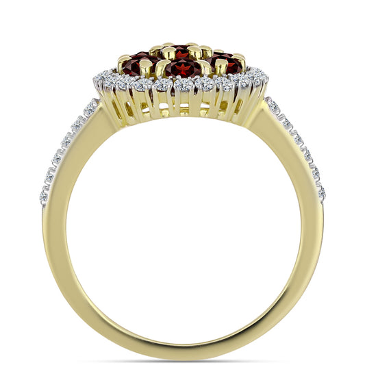 Goldplattierter Silberring mit Barton Granat und weißem Topas