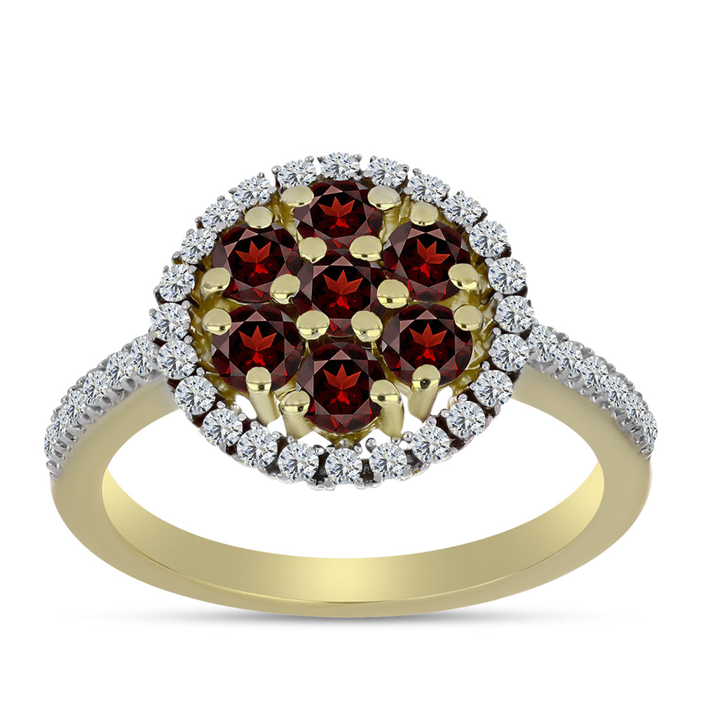 Goldplattierter Silberring mit Barton Granat und weißem Topas 3 