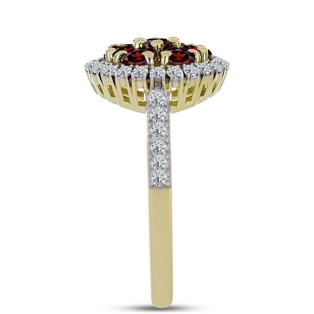 Goldplattierter Silberring mit Barton Granat und weißem Topas