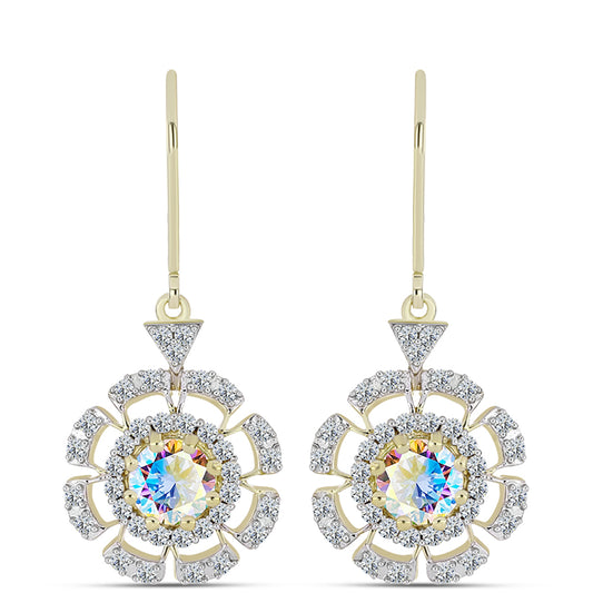 Goldplattierte Silberohrringe mit Eis-Moissanit und weißem Topas