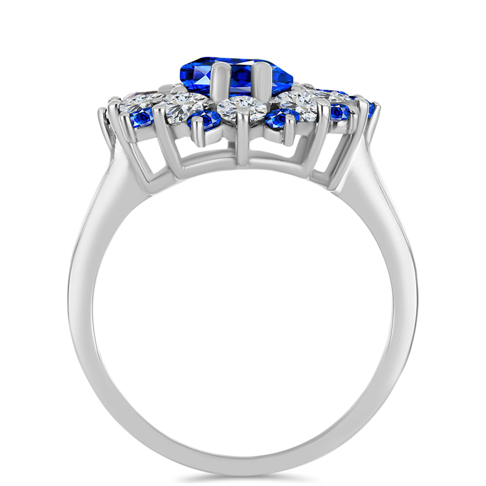 Silberring mit australischem blauem Saphir und weißem Topas 2 