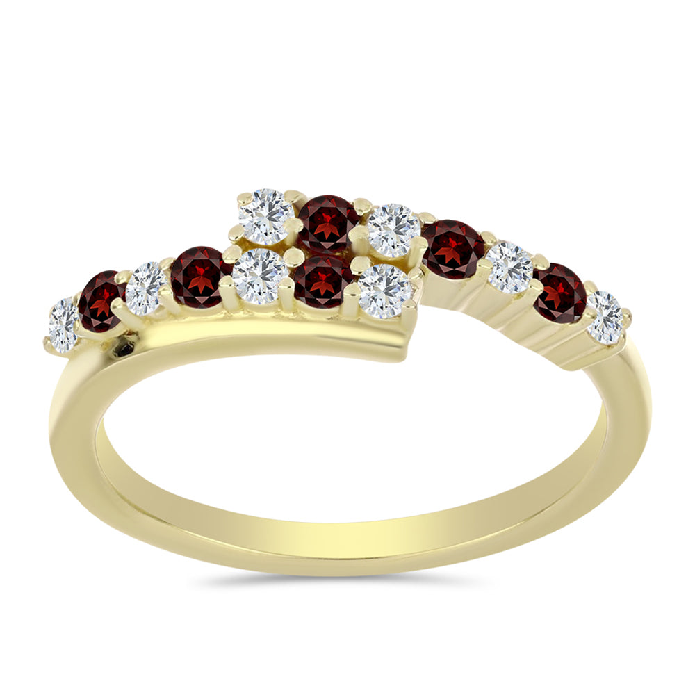 Goldplattierter Silberring mit Barton Granat und weißem Topas 1 