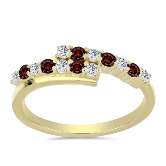 Goldplattierter Silberring mit Barton Granat und weißem Topas