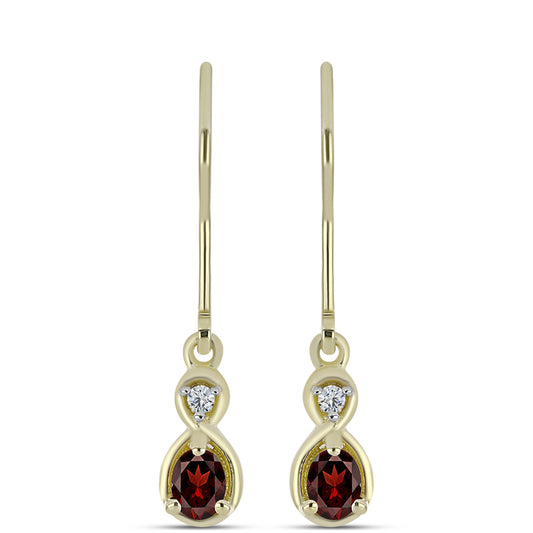 Goldplattierte Silberohrringe mit Barton Granat und weißem Topas