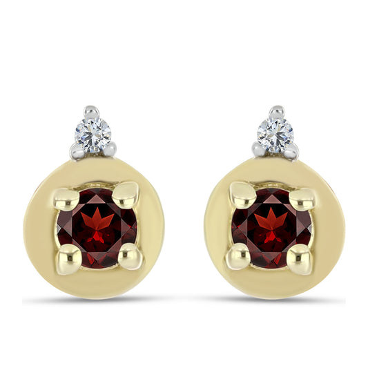 Goldplattierte Silberohrringe mit Barton Granat und weißem Topas