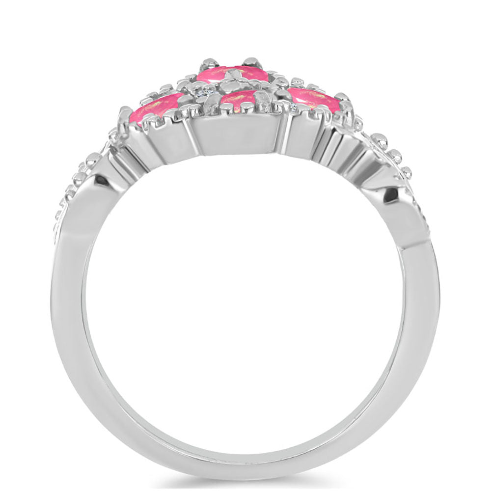 Silberring mit rosa Opal aus Lega Dembi und weißem Topas 2 