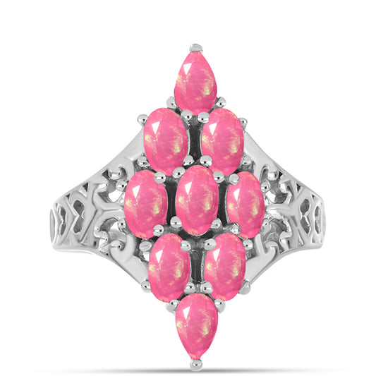 Silberring mit rosa Opal aus Lega Dembi