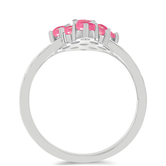 Silberring mit rosa Opal aus Lega Dembi