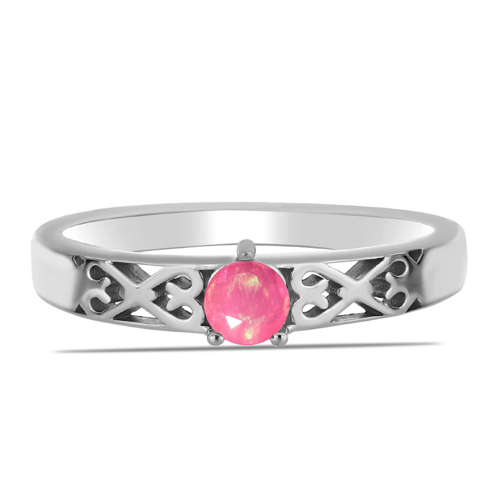 Silberring mit rosa Opal aus Lega Dembi