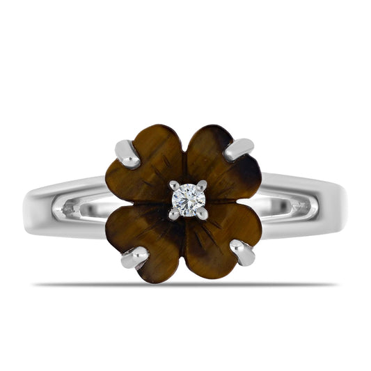 Silberring mit Picasso Jaspis und weißem Topas