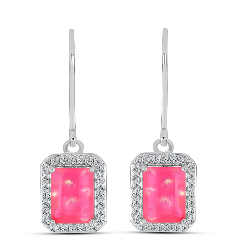 Silberohrringe mit rosa Opal aus Lega Dembi und weißem Topas 1 