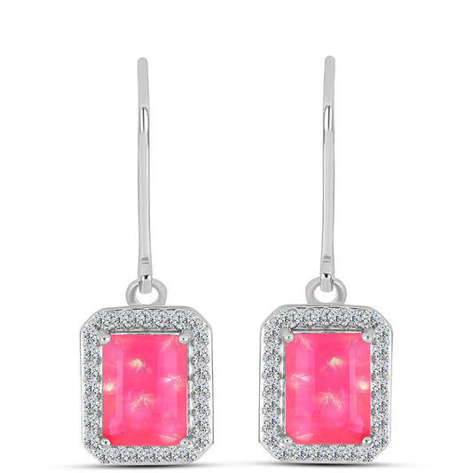 Silberohrringe mit rosa Opal aus Lega Dembi und weißem Topas