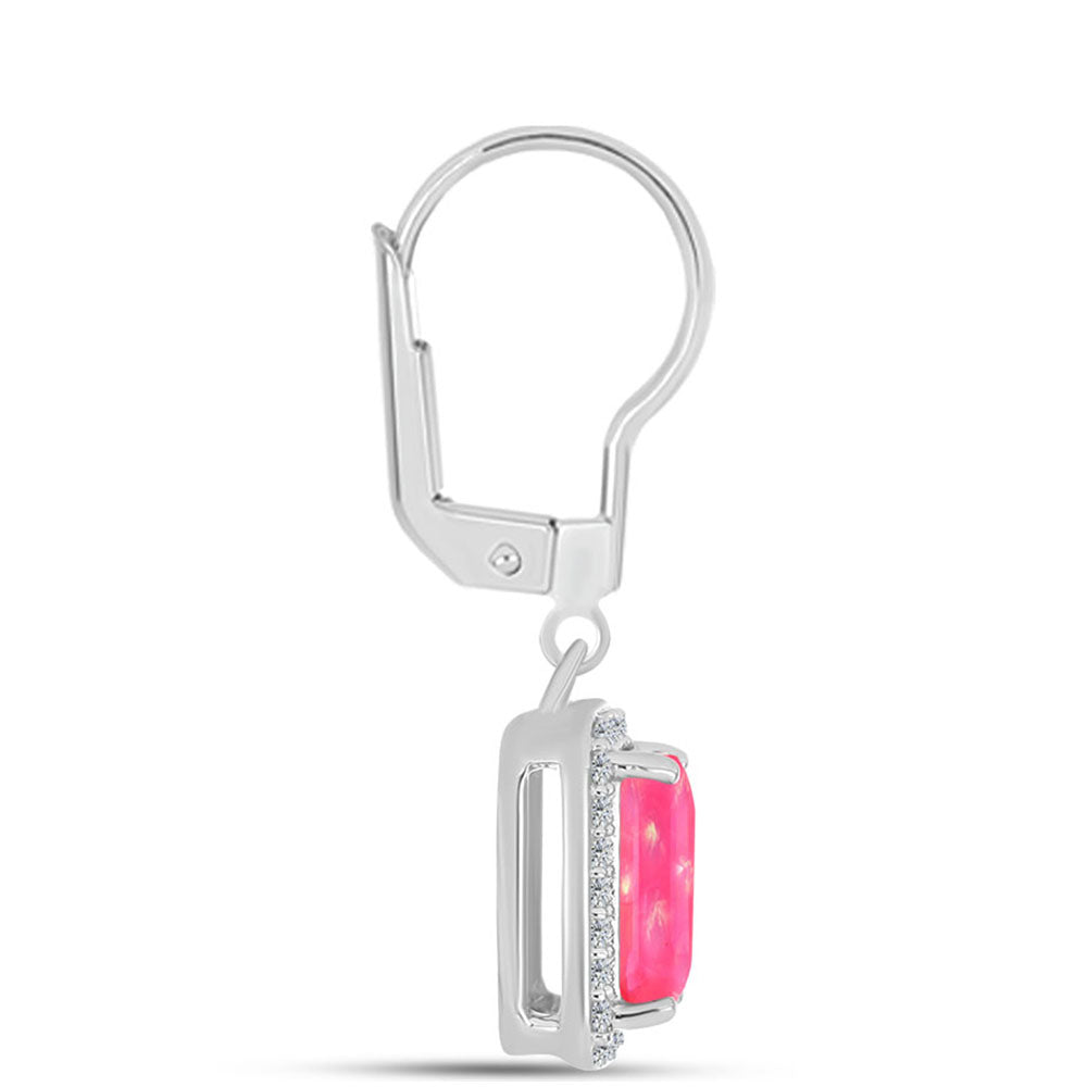 Silberohrringe mit rosa Opal aus Lega Dembi und weißem Topas